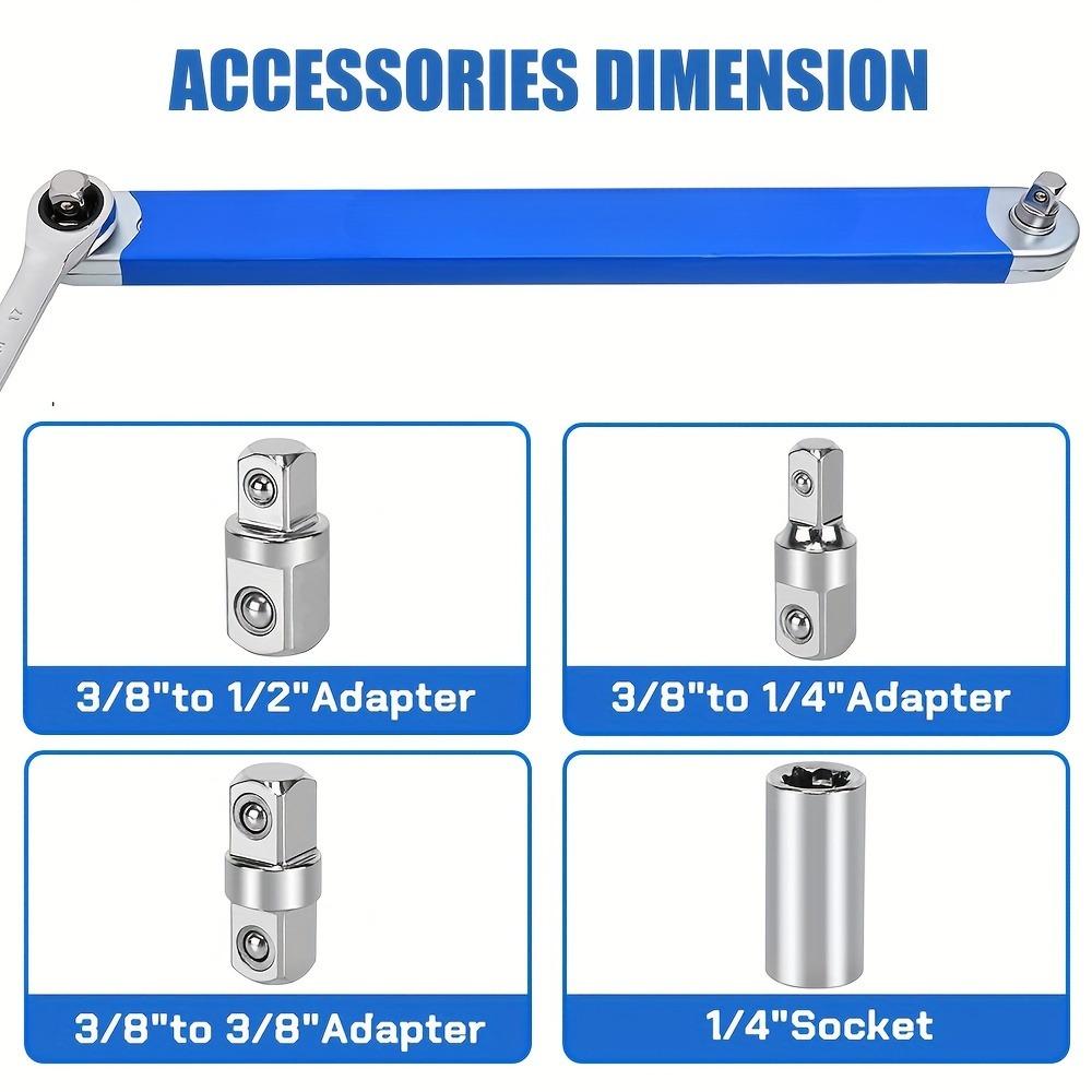 Impact Ready Offset Extension Wrench, Tight Reach Extension Wrench Set, With 1/2", 1/4" And 3/8" Square Drive Adapters, Universal Extensions Wrench
