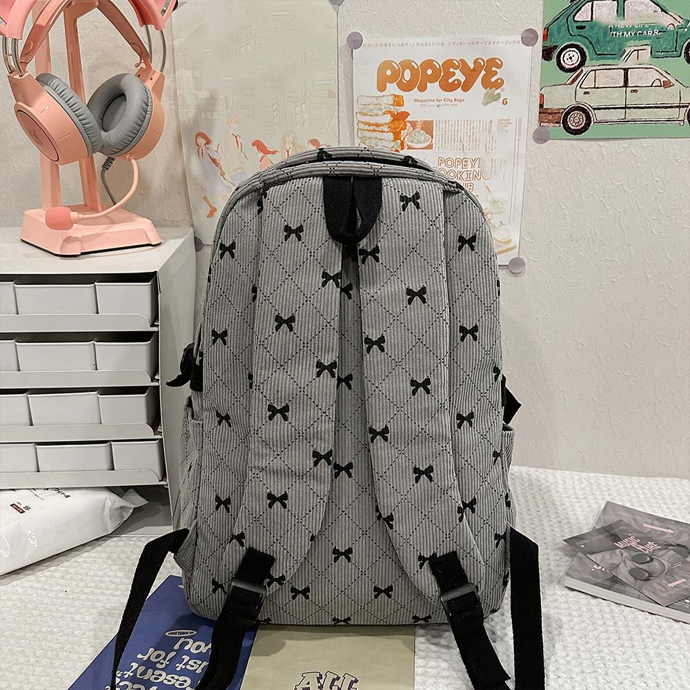 Set da Tre Pezzi Zaino Giapponese Ins con Fiocco Zaino in Velluto a Coste Grande Capacità Stile College Zaino Versatile per il Pendolarismo