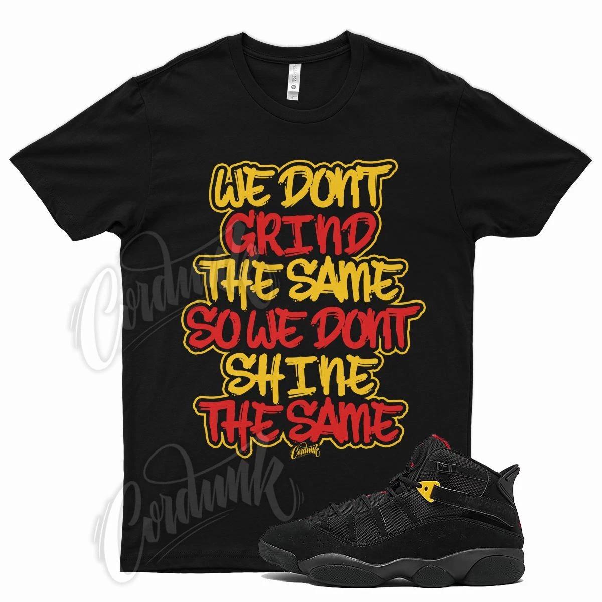 

Black GRIND T Shirt for J1 Rings 6 University Red Yellow Sulfur 14 Last Shot 2XL