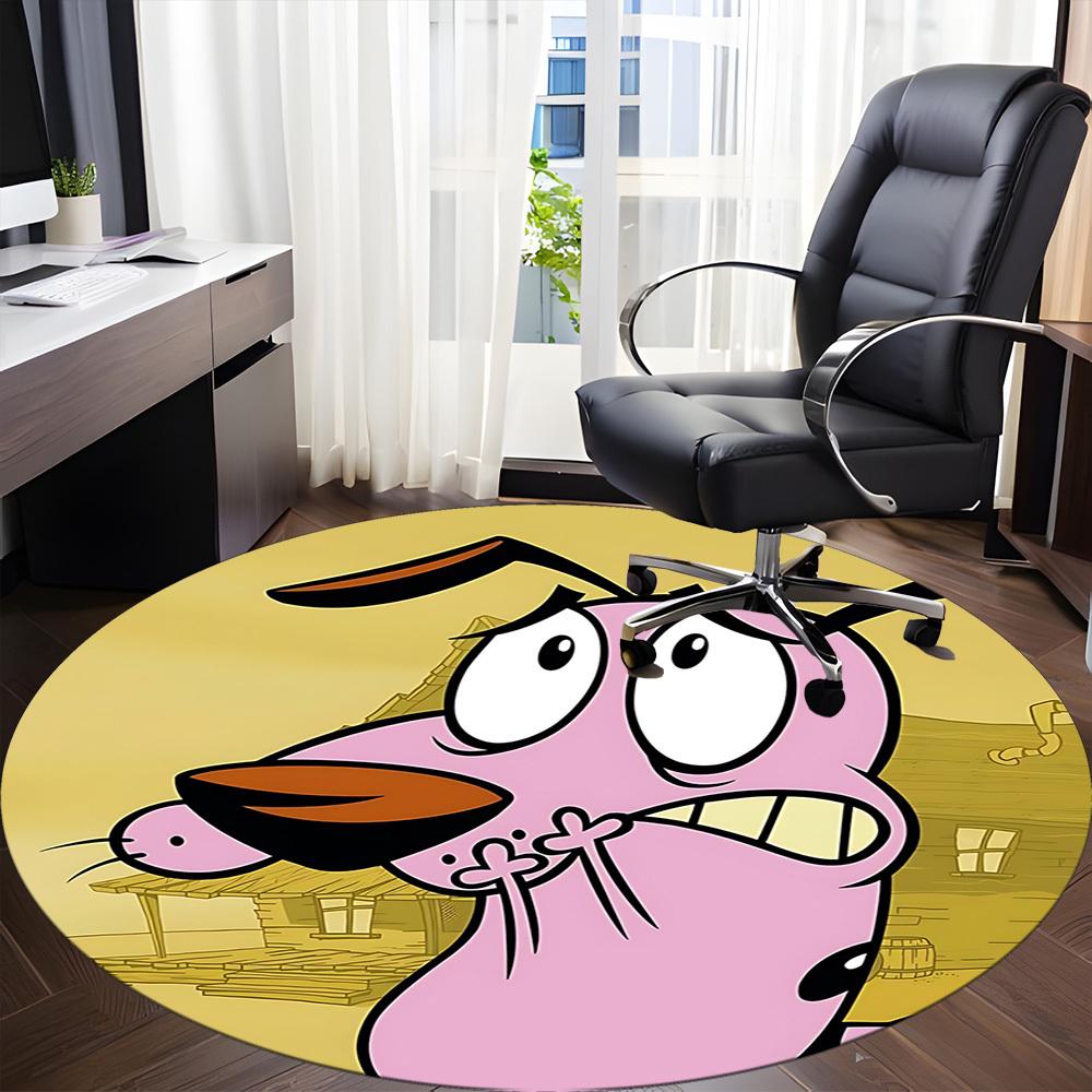 1pc COURAGE The Cowardly Dog Office Round Area Rug, Under Office Chairs Bedroom Living Room Home Decor, Room Decoa1016113