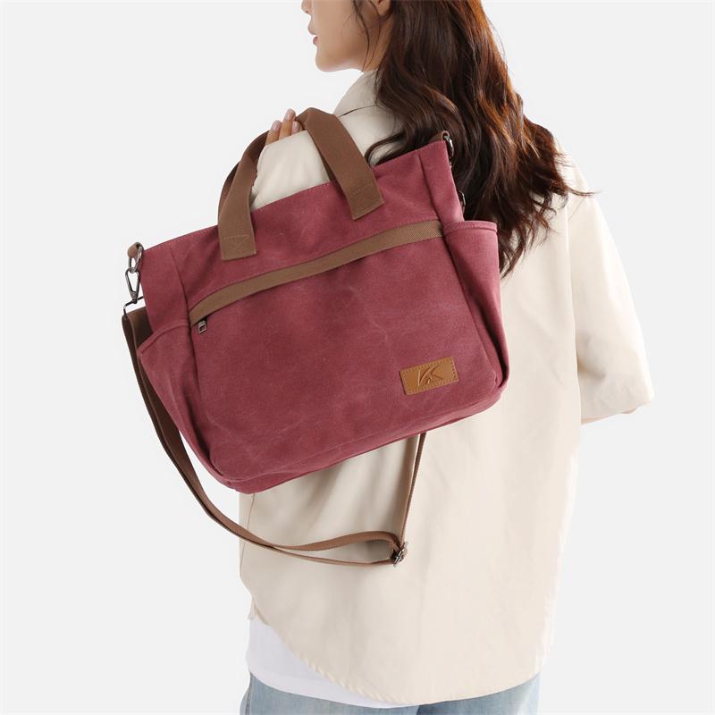 Women's Large Capacity Tote Bag Retro Student Crossbody Bag Canvas Shoulder Bag