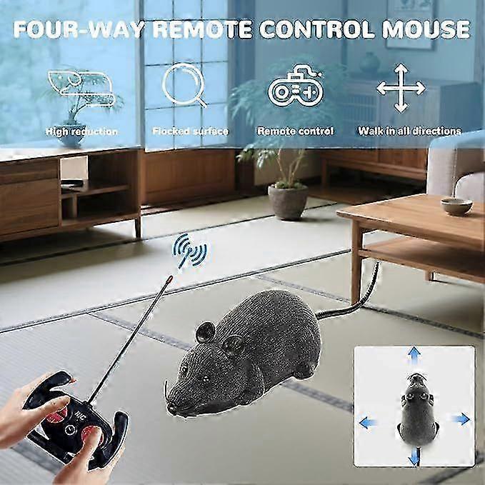 Remote Control Fake Rat Realistic Mouse Cat Toy Mice RC Toy Cat Mice Animal Interactive Toy Figures Cat Running Wheel Wireless Chasing Prank Joke Scar