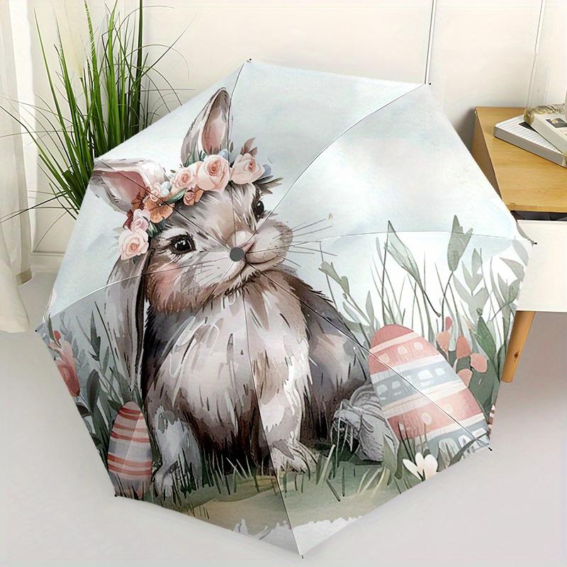 Elegant Bunny Design Automatic Folding Umbrella Compact Lightweight For Outdoor Adventurest63