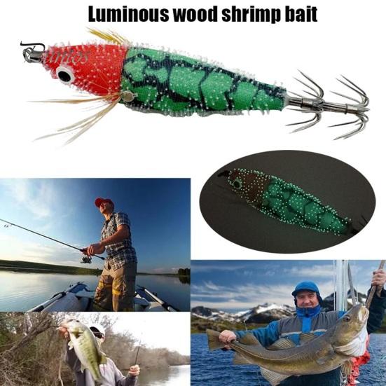 7.5CM/6G Bionic Shrimp Lure with Squid Hook Glow-in-the-dark Realistic Artificial Bait Saltwater Freshwater Bass Walleye Trout Fishing Accessories