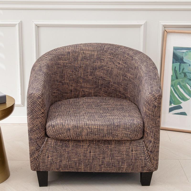 Club Chair Slipcover 2 Piece Stretch Printed Round Barrel Chair Covers Removable Tub Chair Slipcover With Elastic Bottom
