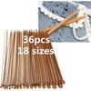 36PCS 18 Size Carbonized Bamboo Crochet Single Pointed Knitting Needles Sweater Needle with A Full Set of Beads Home Supplies