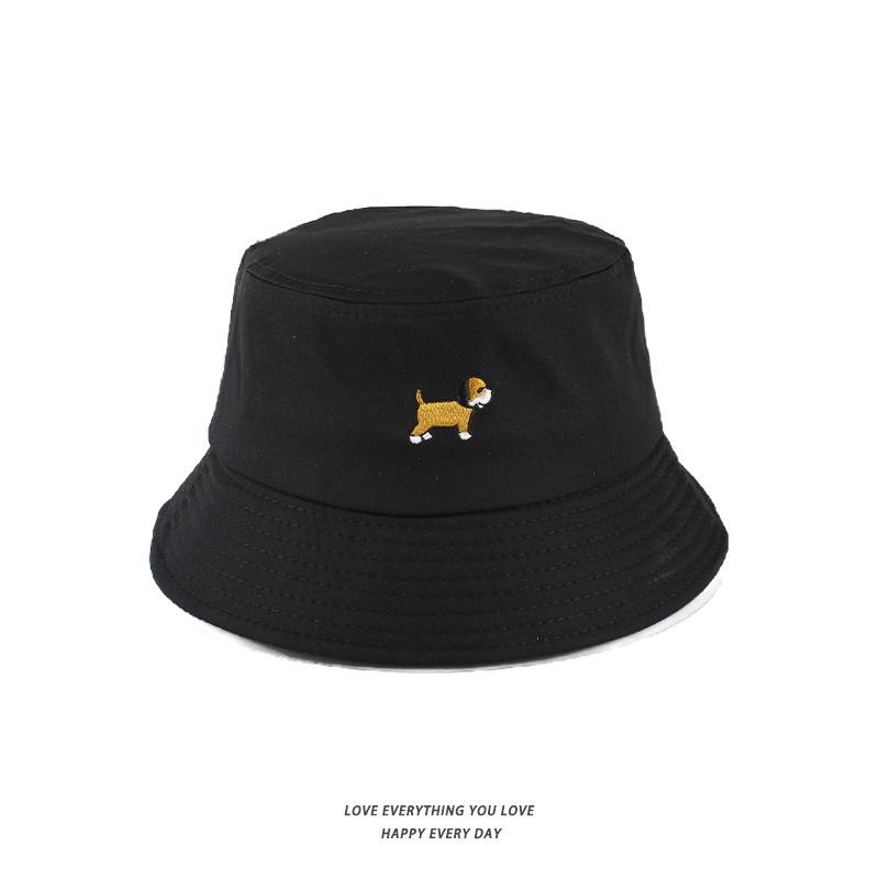 Bucket Hats Men And Women Skull Embroidered Fisherman Hat, Single-Sided Black Street Fashion Foldable Sunhat