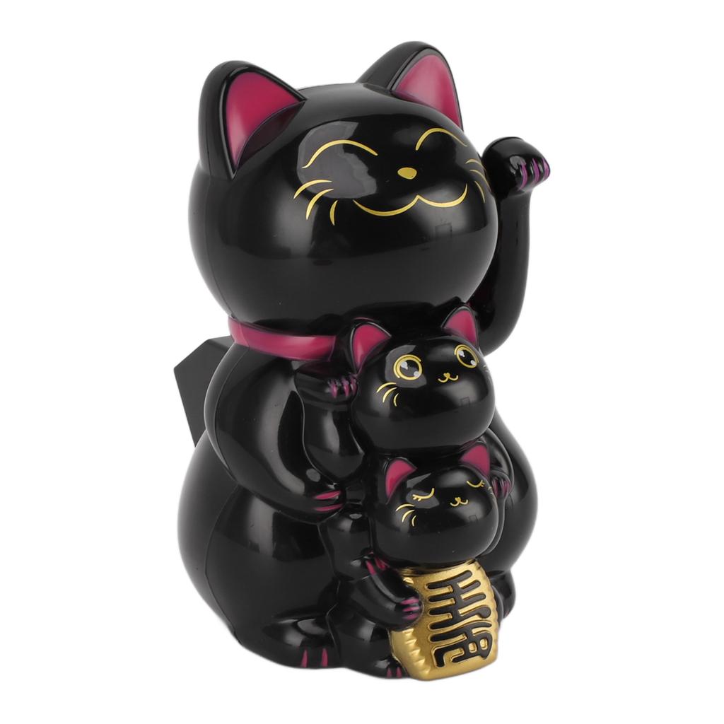 4.5in Solar Powered Smiling Cat Ornament Automatic Hand Waving Fortune Cat Ornament for Car Desktop