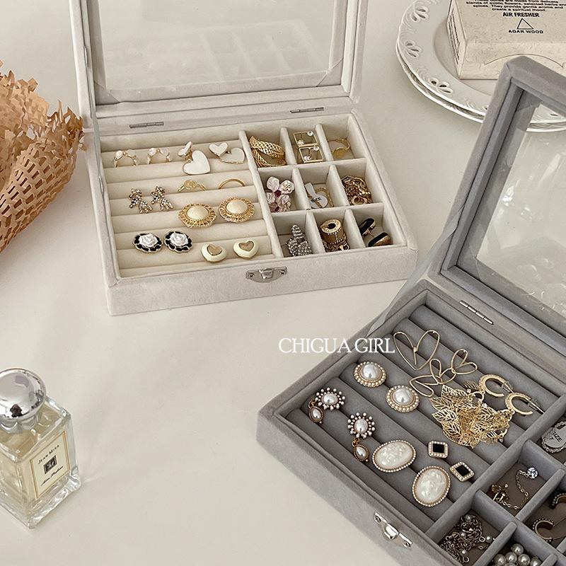 Jewelry Storage Box Earring Ring Necklace Organizers Storage Transparent Jewlery Holder Display Box for Jewelry Classification