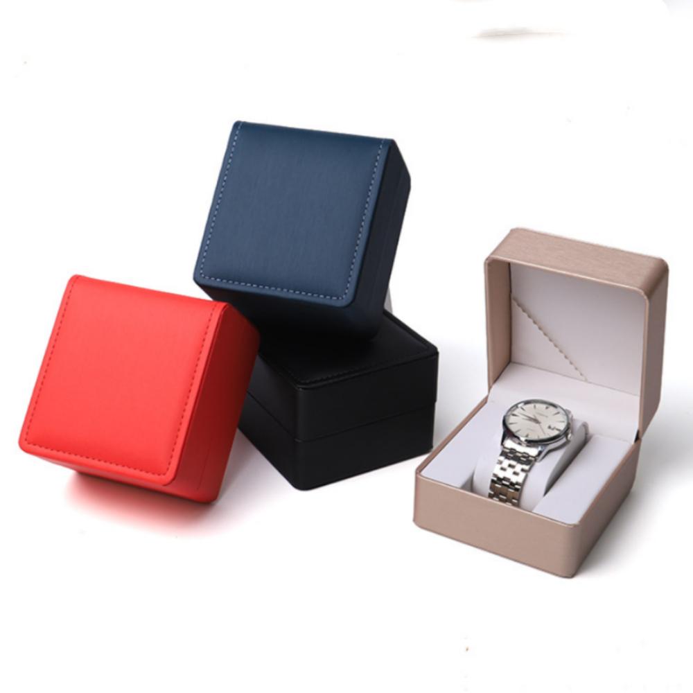 Fashion Watch Box for Women Men Single Wristwatch Gift Box PU Leather Watch Display Holder Case Jewelry Accessories