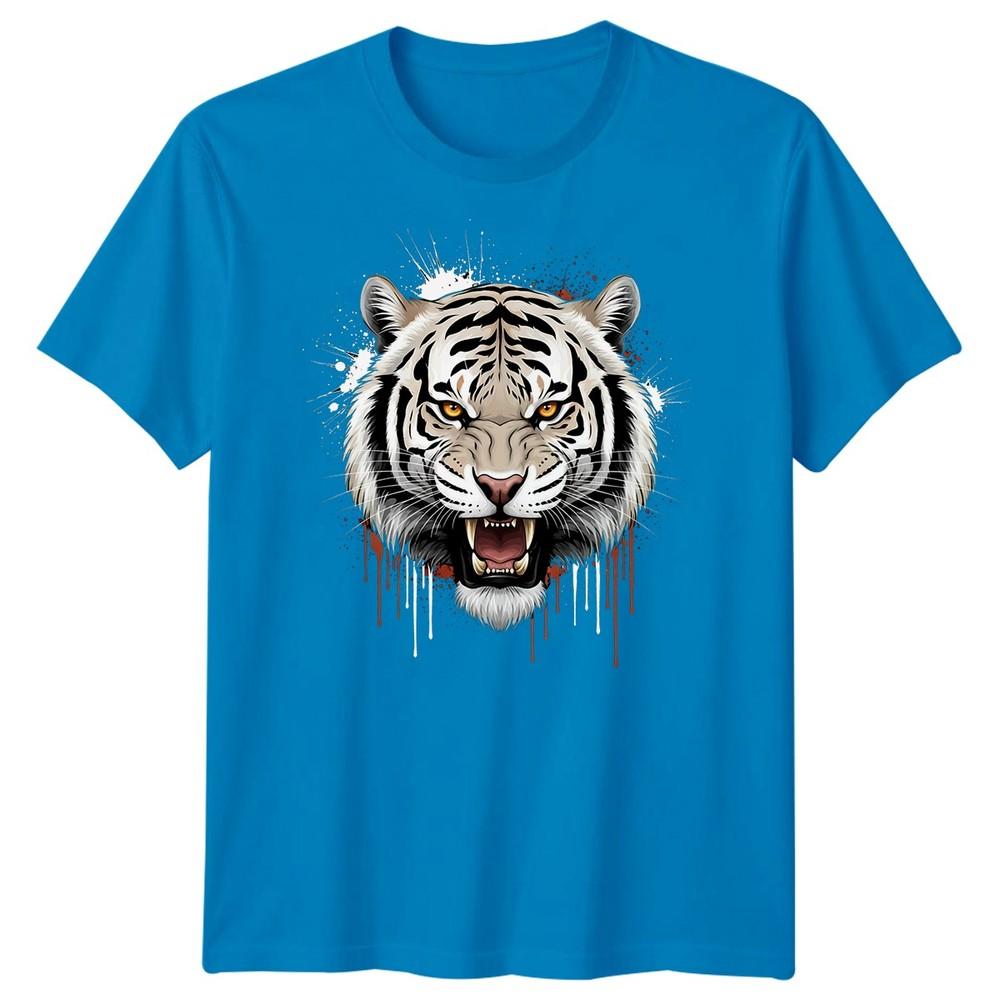 White Tiger Head Big Cats Animals Unisexs Tshirt Roaring Graphic Tee