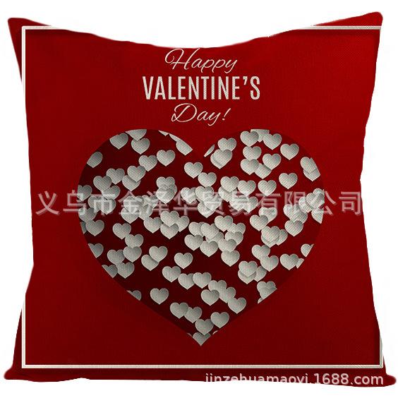 Home Pillowcase Valentine's Day Red Heart Print Series Polyester Pillowcase Cushion Cover