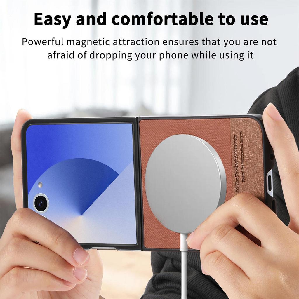 Samsung Z Flip 7 Leather Protective Case - Foldable, Drop-Proof Cover for Flip 5