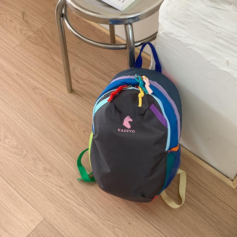 Schoolbag New Lightweight Outdoor Backpack Women's Hiking Mountaineering Men's and Women's Large Capacity Contrasting Color Dopamine Travel Small 