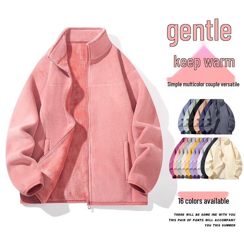 Couple's Plus Velvet Thickened Sherpa Fleece Jacket - Warm, Woolen, Coral Fleece Coat for Men & Women