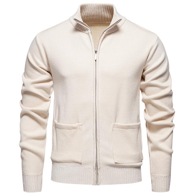 Winter Plus Velvet Men's Sweater Knitted Jacket Men's Stand-up Collar Slim Fit Trendy Handsome Knitted Cardigan