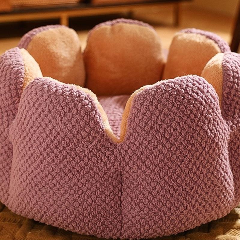 Dog Puppy Flower Bed Round Base Detachable Cushion Sofa for Small to Medium Pet Creative Pet Bed Cute Nest