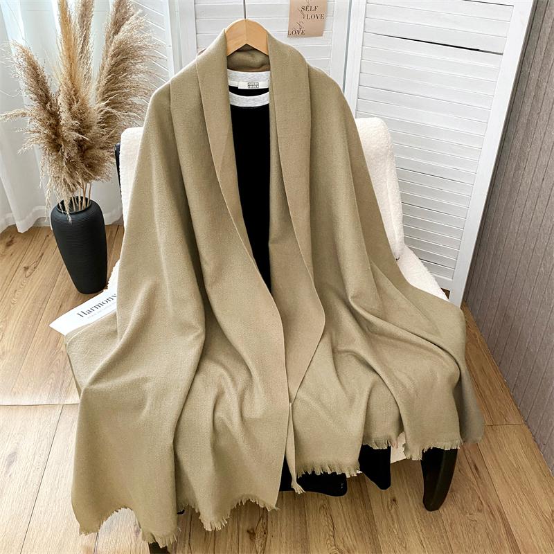 Winter Scarf For Women Cashmere Warm Solid Pashmina Blanket Wraps Female Thick Soft Bufanda Tassel Shawl Wrap Poncho Echarpe