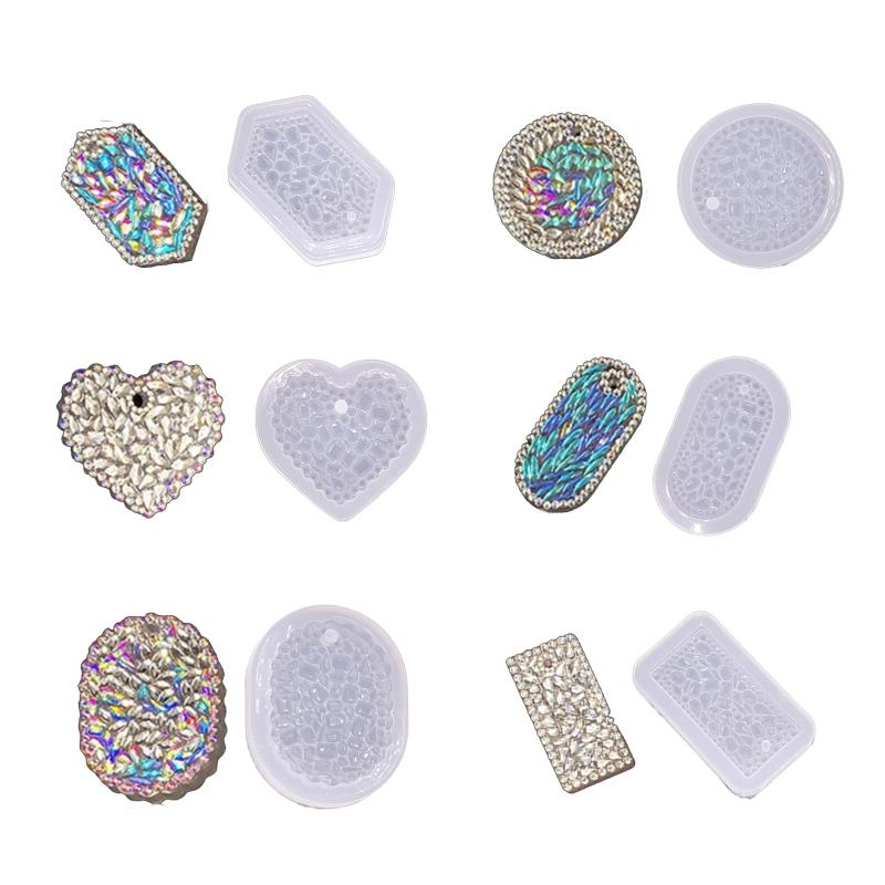 DIY Keychain Pendant Silicone Mold Crystal Epoxy Resin Casting Mould Keychain Pendants Jewelry Making Mold Accessories