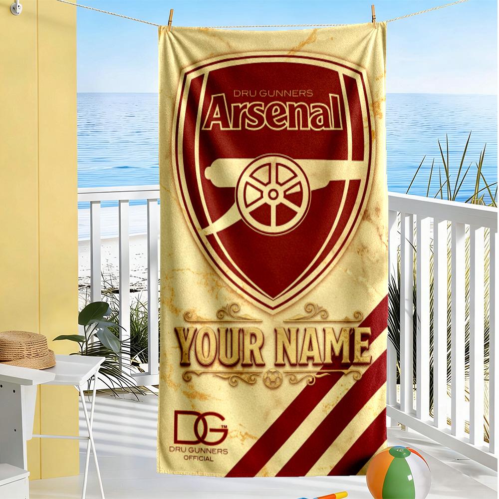 Arsenal F.c. Personalized Name Beach Towel Soft Durable Quick-Dry