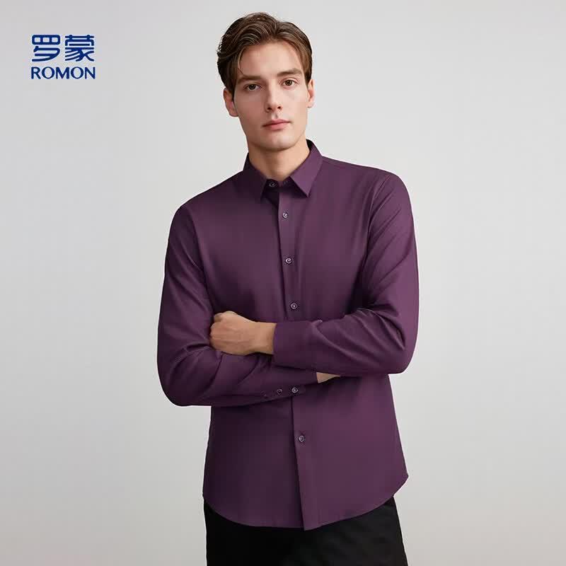 Romon Men s Long-Sleeve Lapel Shirt 54