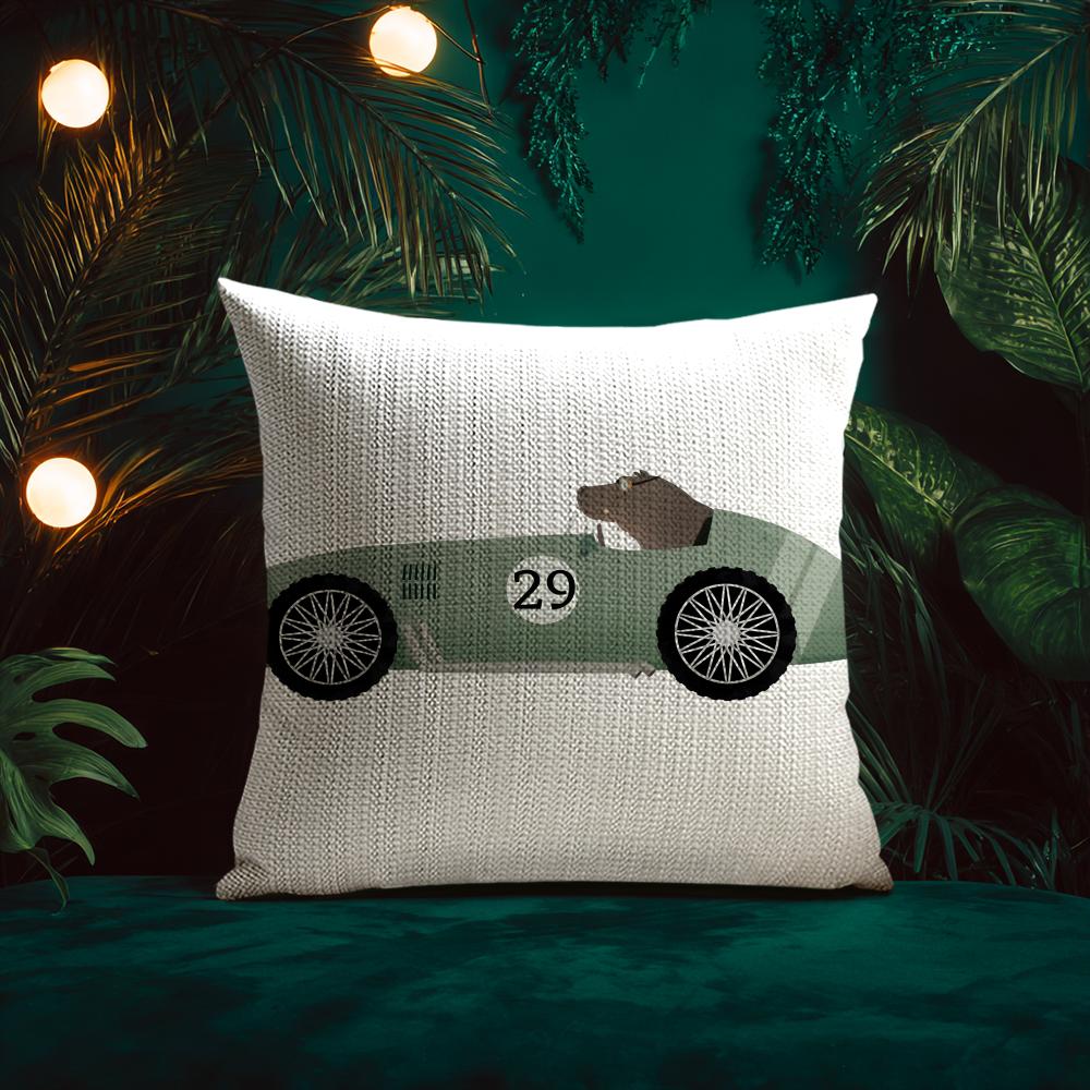 Cute Cartoon Animals Car Art Cushion Cover Silky elegant Comfort Sofa Bed Invisible zipper Beach pillowcase