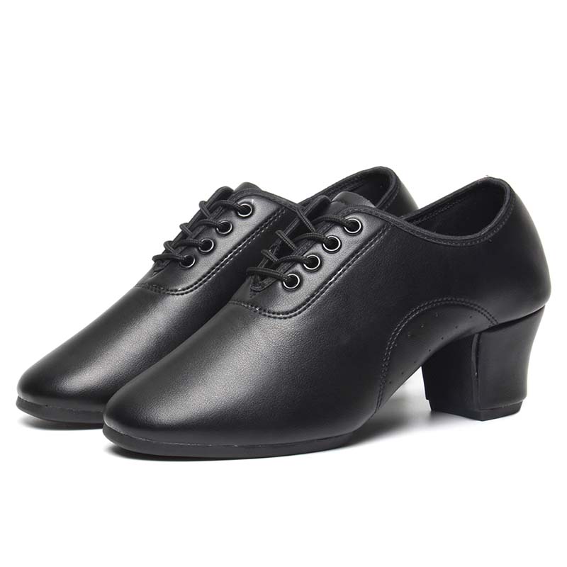 

Модные мужские новые туфли для латинских танцев на каблуке 5 см, черные туфли из искусственной кожи с мягкой подошвой для взрослых и детей, размер 34-45 45 чёрный