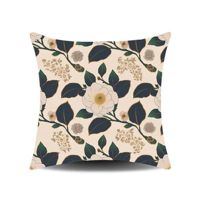 Frühlingsblumen-Print Kissenbezug für Zuhause Wohnzimmer Sofakissenbezug Leinen-Print Kissenbezug