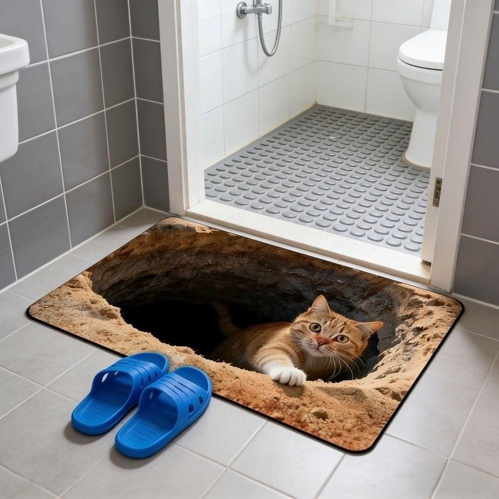 Non-slip Bathroom Carpet Water-absorbing Bedroom Door Rug Optical Illusion Doormat Home Decor