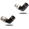 6 Pieces Pneumatic Connectors, Male Thread Quick Fittings, Black Pneumatic Elbow Connector, Suitable for DIY Tools (8mm, 1/4")