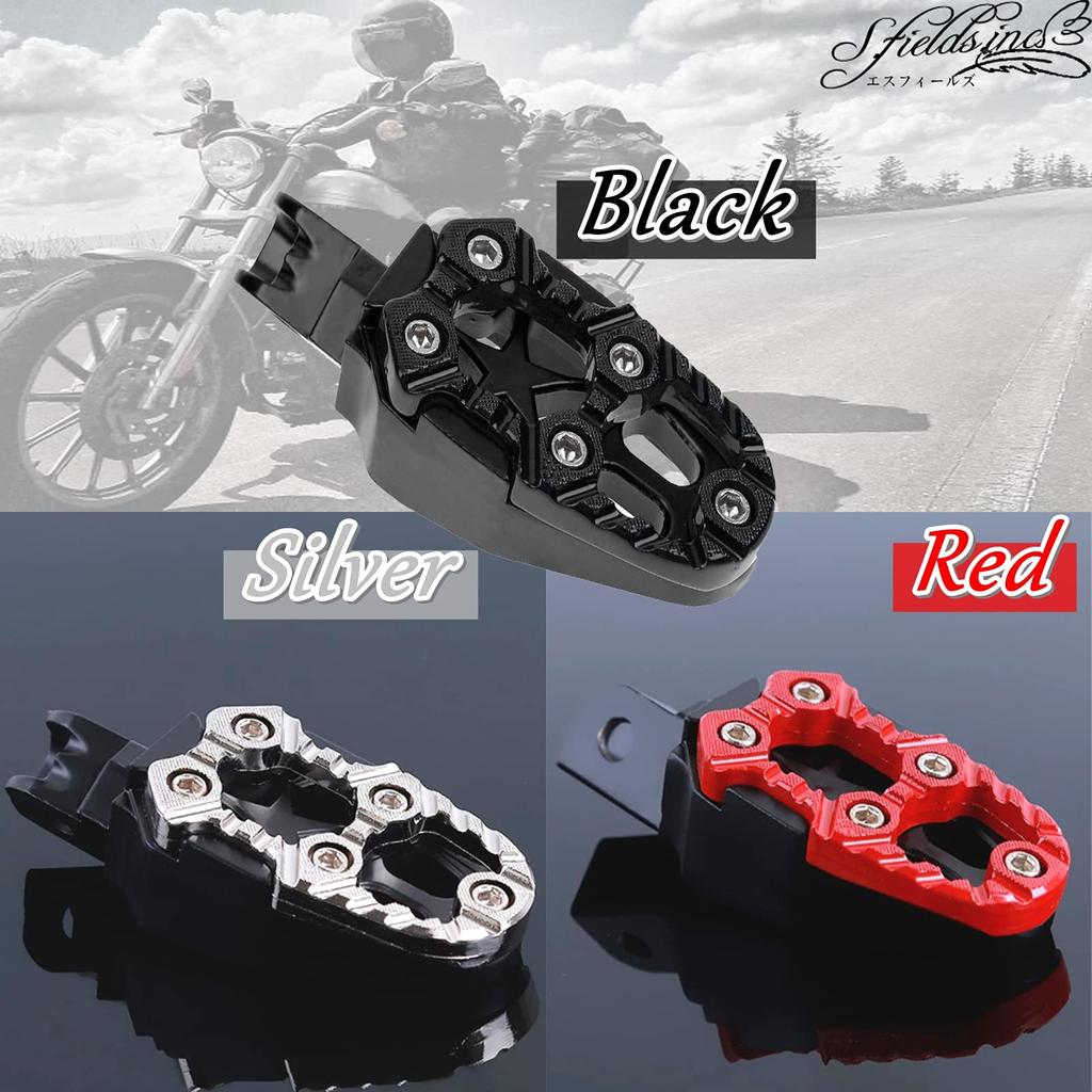 S.fields.inc Wide Foot Pegs Bike Step Mount Off-Road Motorcycle Universal 3 Colors (Black)