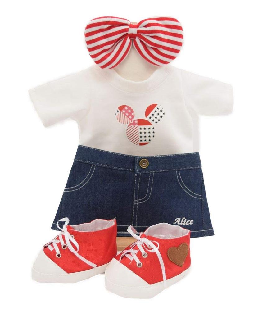 Teddy Bear Mail Order Alice ShellieMay Clothes Costume White T-shirt Denim Set Body Not Included S Size (Red)