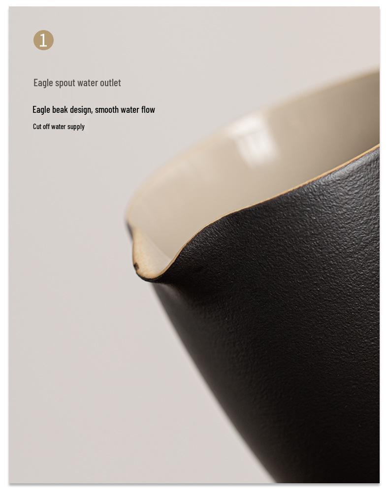 Elegant Black Ceramic Gong Dao Bei Tea Dispenser with Eagle Beak Design for Gongfu Tea Sets