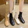 Martin boots women's autumn and winter new side zipper women's boots low tube bare boots square head fashion short boots women