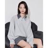Women's Sequin Embroidered Polo Collar Short Sweatshirt