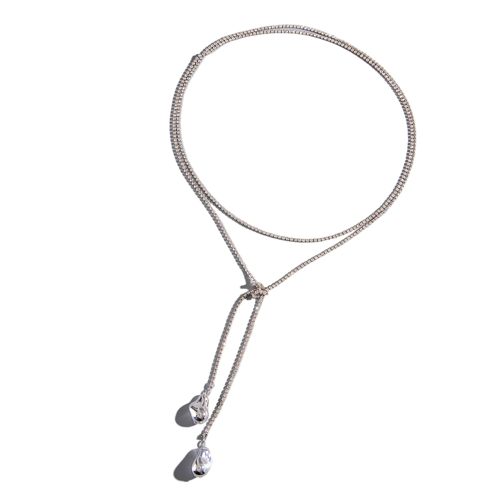 

Сверкающие стразы, многослойное ожерелье, штабелируемые украшения, изящная длинная цепочка, шейная цепочка, украшения для повседневного или праздничного наряда