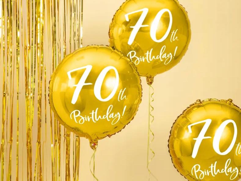 Balon Foliowy Na 70 Urodziny Birthday Złoty Siedemdziesiątka Party 45Cm