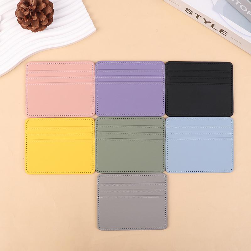 Mini Ultra-Thin Leather Wallet 4 Slots Cardholder Slim Bank Credit Card Holder Men'S Business Small Id Case For Women Purse
