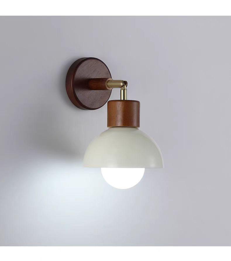 Französische Creme Retro Drehbare Wandleuchte – Massivholz, Augenschonendes Licht für Schlafzimmer & Flur