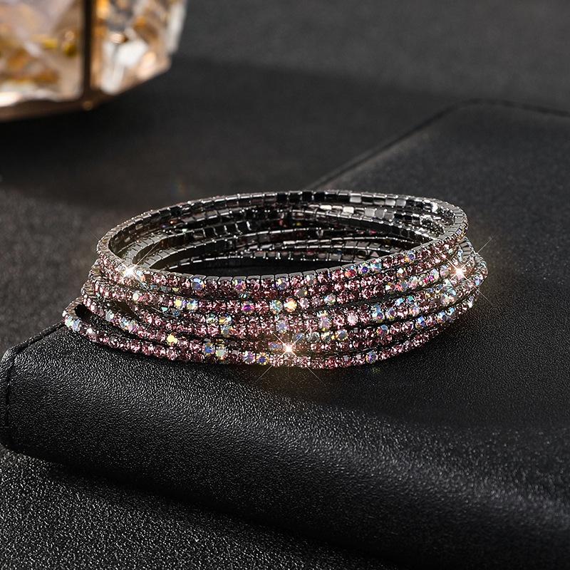 Diamond Elastic Bracelet Color Zircon Rhinestone Claw Chain Crystal Bracelet Gemstone Full Diamond Jewelry
