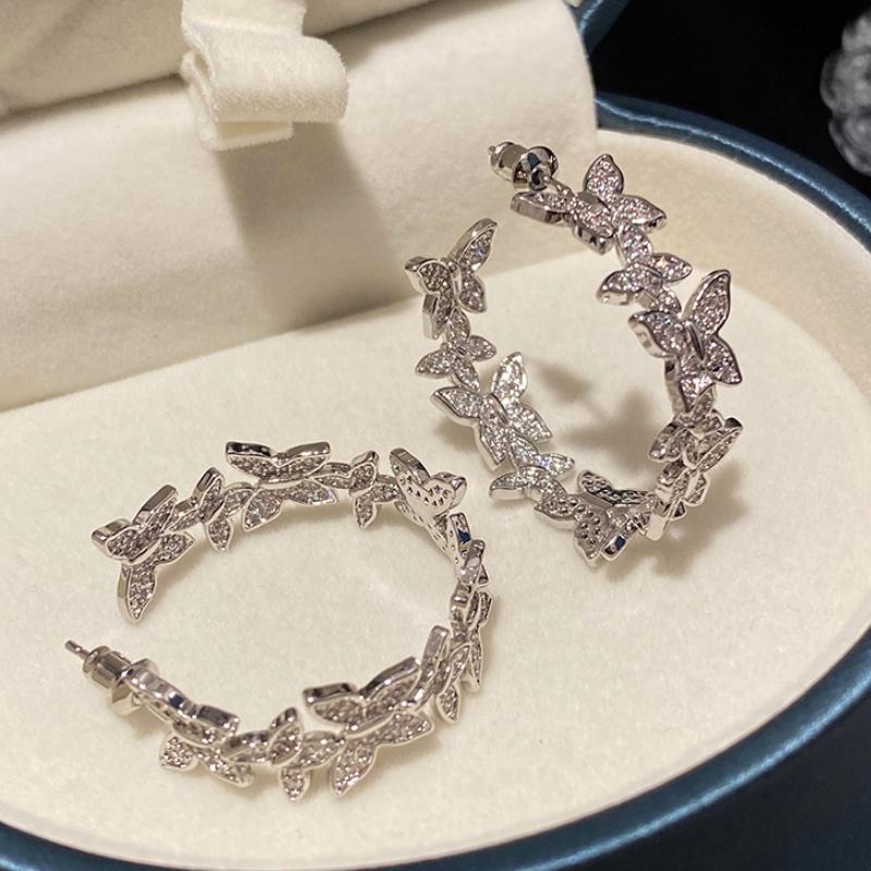CAOSHI Copper Color Butterfly Shaped Hoop Earrings Newly Designed Daily Wearable Elegant Accessories Luxuriant Wedding Zircon