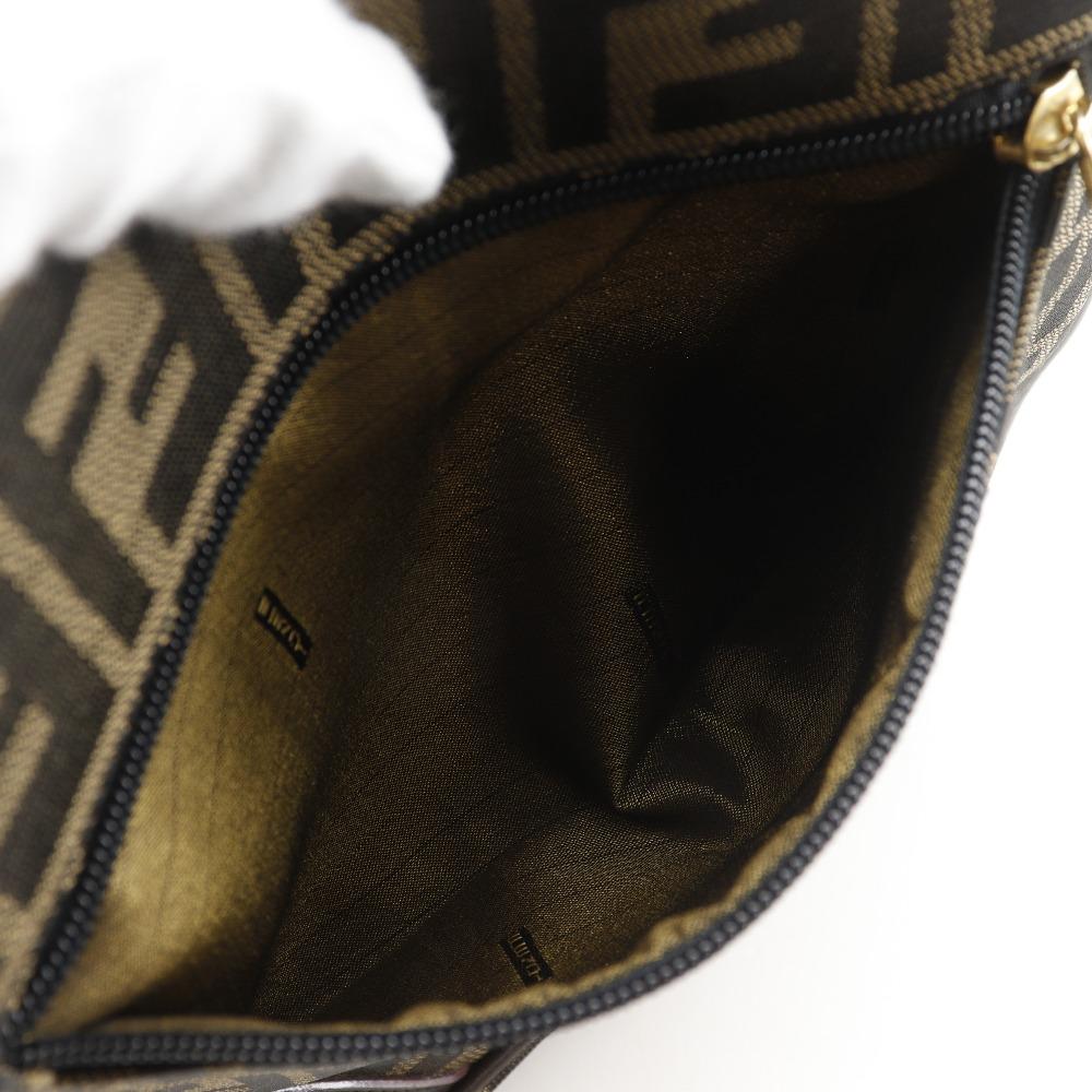 Fendi Mini Tote Handbag Zucca Pattern Brown Nylon Canvas Women Used