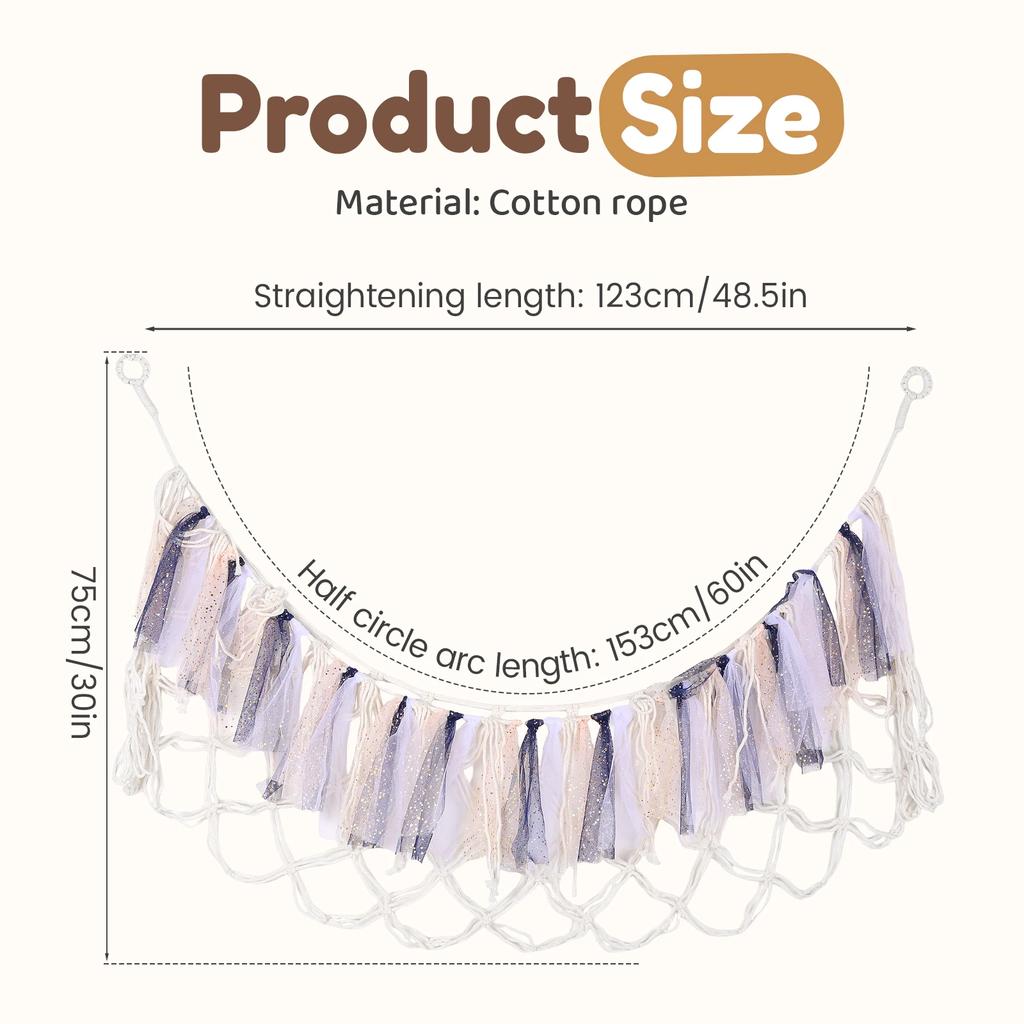 Stuffed Animal Hammock Net Cotton Rope Hanging Plush Toy Storage Net with Tassel Room Decorative Toy Organizer Kids Stuffed Mesh