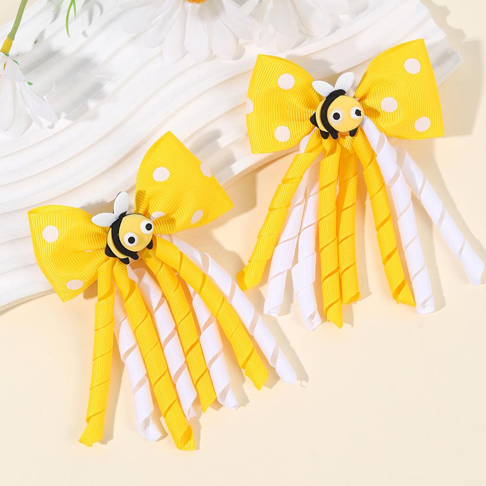 2Pcs Cute Bees Ladybug Hair Clips Insect Ponytail Hairpin Girls Kids Children's Trendy Animal Playful Headwear Hair Accessories