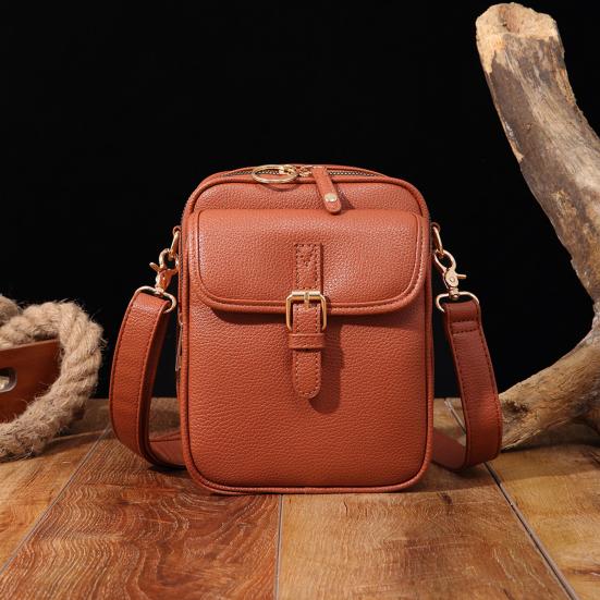 Women Messenger Bag Faux Leather Mini Crossbody Bag Retro Shoulder Bag with Adjustable Removable Strap for Travel Shopping Work
