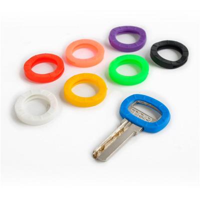 8pcs Trendy 8pcs Mixed Color Round 24mm*4mm Keys Cap Key Covers Keyring Silicone