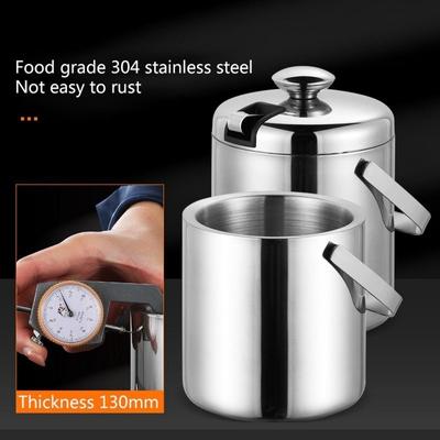 Ice Bucket with Tongs Double Wall Strainer Handle Home Bar Parties Chilling Beer Champagne Stainless Steel Cooler Buckets