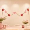 61.81in Felt Heart Garland Red Pink Color Valentine Bunting Banner  Valentine's Day Decor