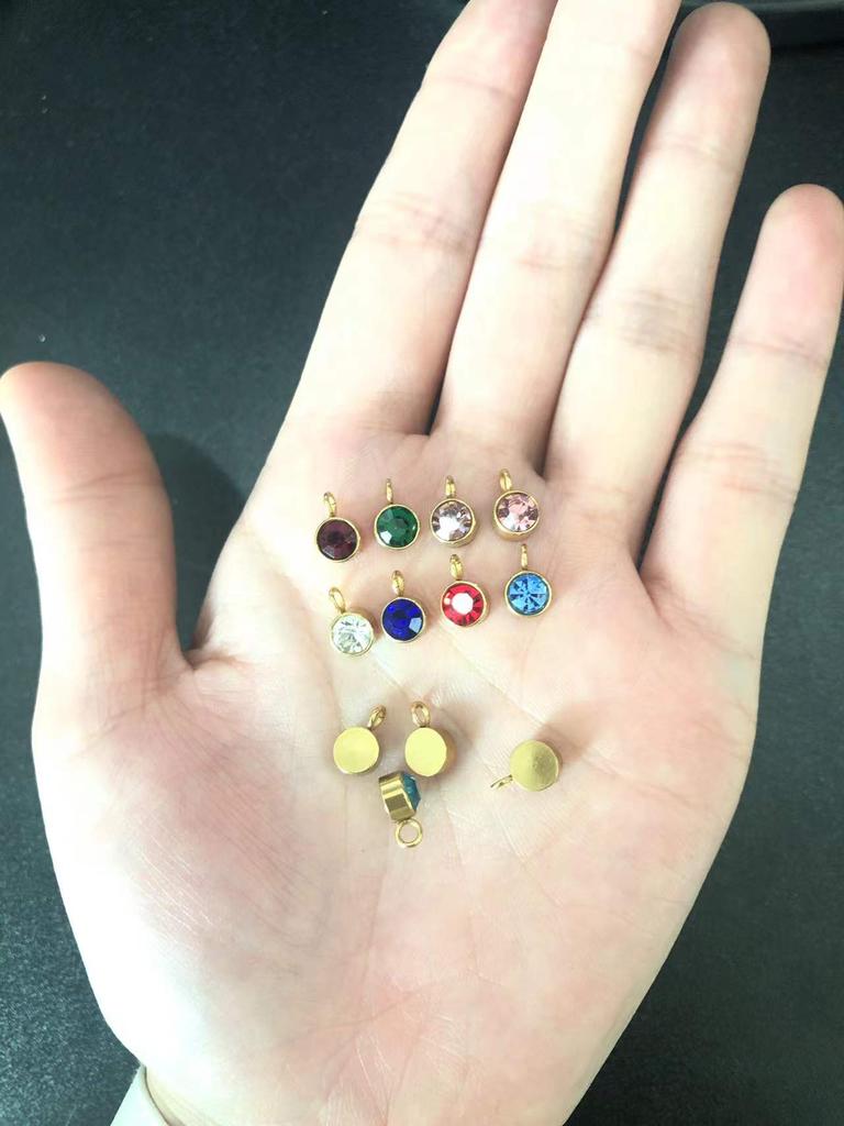 144Pcs/Lot Birthstone Necklace Pendant Jewelry Making Rhinestone Stainless Steel Charms For Women Earrings DIY Accessories Gift