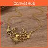 Retro Festive Deer Pendant Necklace With Gold Silver Finish For Holiday Gift Styling